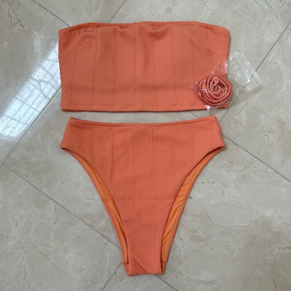 Aerie Orange Strapless Bikini Set